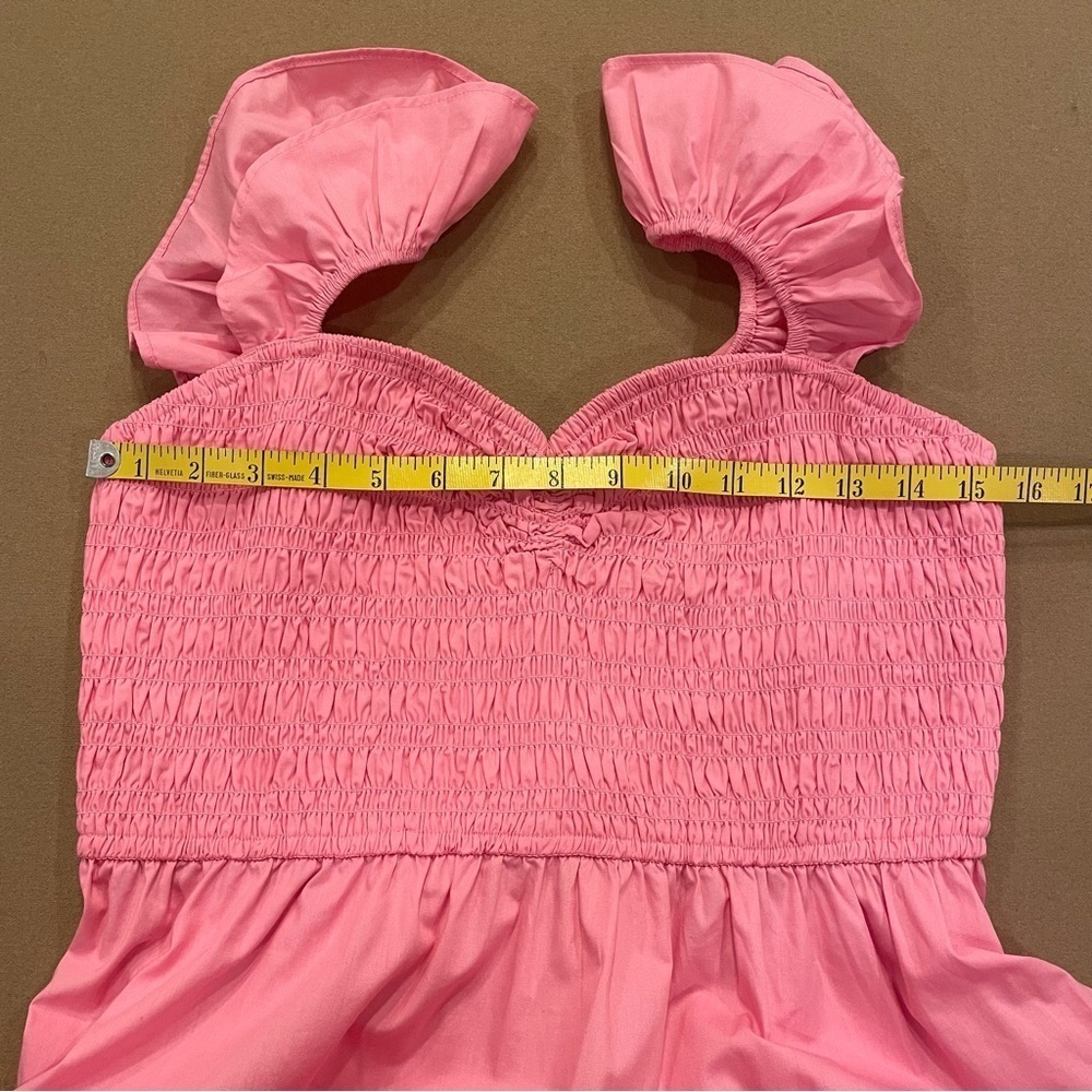 Abercrombie & Fitch Smocked Ruffle Strap Sweetheart Neckline Midi Dress Large T - Picture 11 of 13